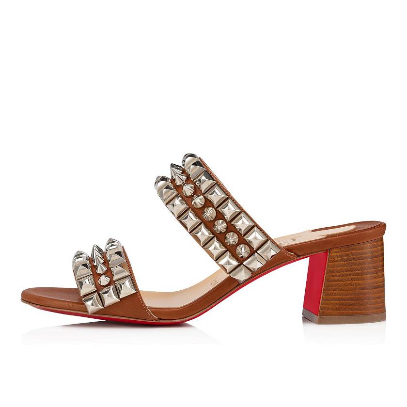 Women's Christian Louboutin Tina Goes Mad 55mm Leather Sandals - Cuoio [8319-024]